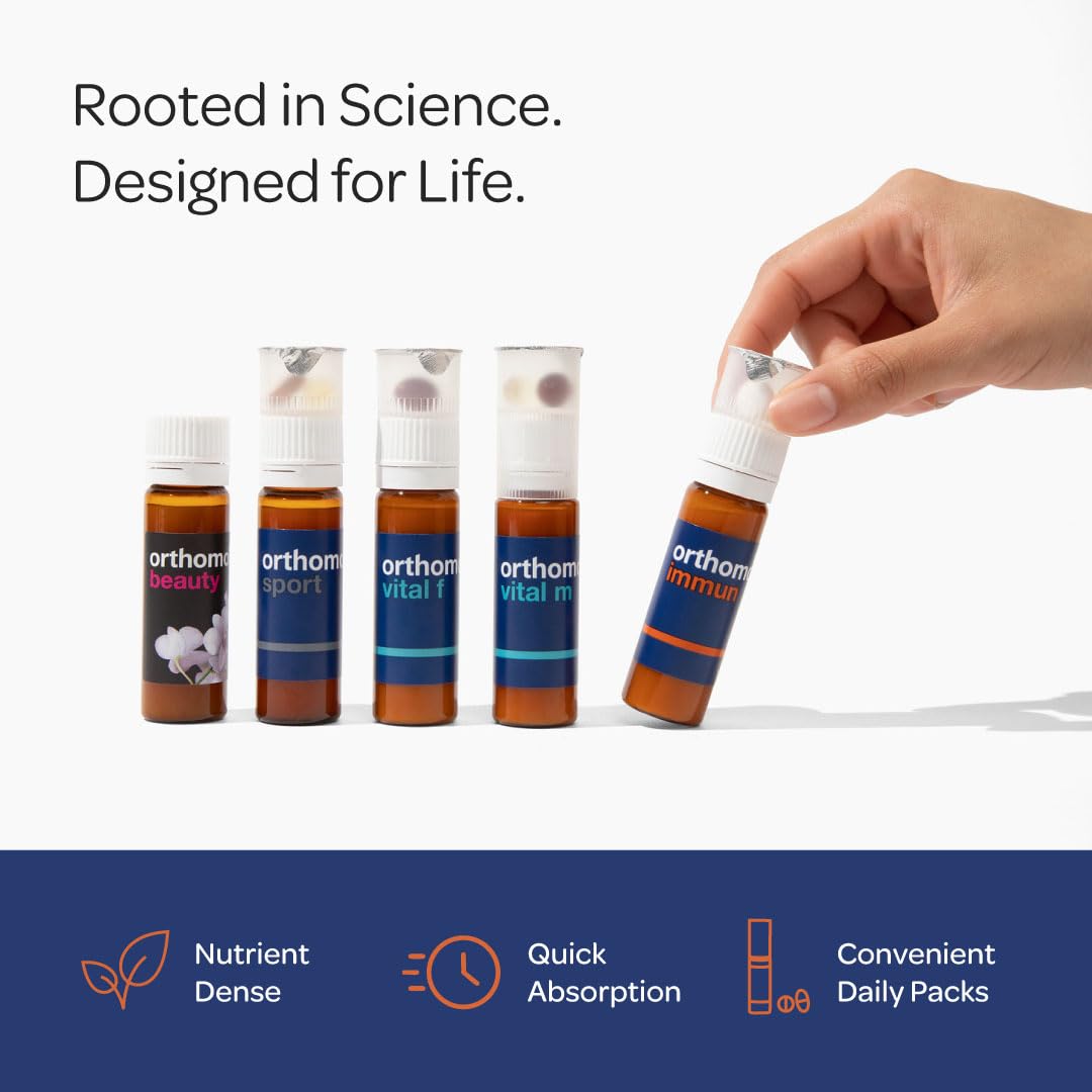 Orthomol Immun, Immune Support Vials for Adults with Vitamin C, Zinc, Selenium, Iodine, Vitamin D, E, A ,B, Calcium, 25+ Immune Boost Nutrients, 1 Serving Per Day for Daily Health (30 Day Supply) Orthomol buy supplements canada