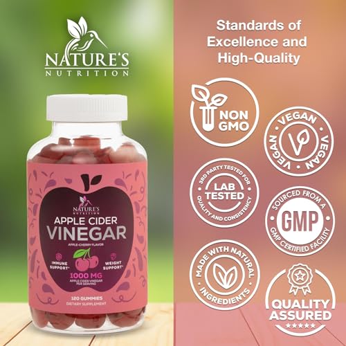 Vegan Apple Cider Vinegar Gummies | Max Strength 1000mg | Gelatin-Free, Vegan, Non-GMO Nature's Nutrition buy supplements canada