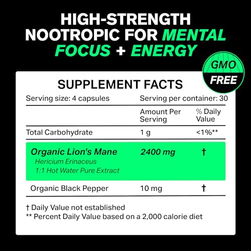 Organic Lions Mane Supplement Capsules 2400 mg - Powerful Nootropic - Helps Maintain VitaRaw buy supplements canada