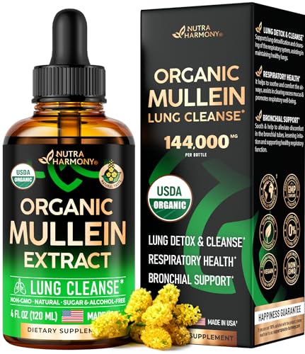 USDA Organic Mullein Drops for Lungs - Mullein Leaf Extract Supplement - Made in USA NUTRAHARMONY buy supplements canada
