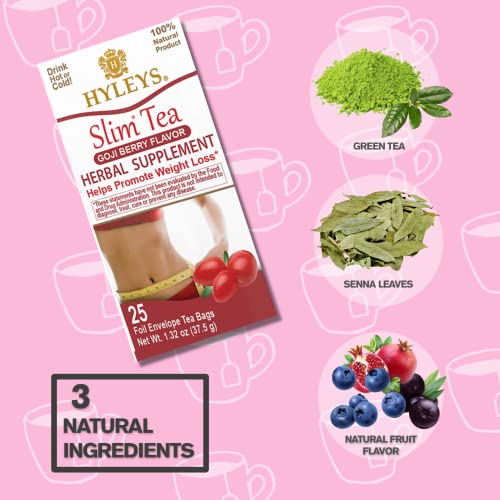 Hyleys Slim Tea Goji Berry Flavor - Weight Loss Herbal Supplement Cleanse and Detox Hyleys Tea buy supplements canada