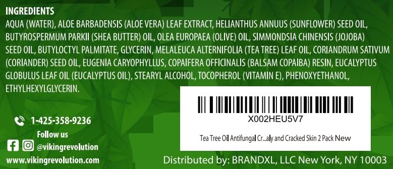 Viking Revolution Tea Tree Oil Cream - Super Balm Athletes Foot Cream - for Eczema Viking Revolution buy supplements canada