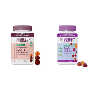 SmartyPants Organic Women's and Toddler Multivitamin Gummies with Probiotics, Omega 3, Vitamins D3, B12, C, A, K, Zinc and More SmartyPants buy supplements canada