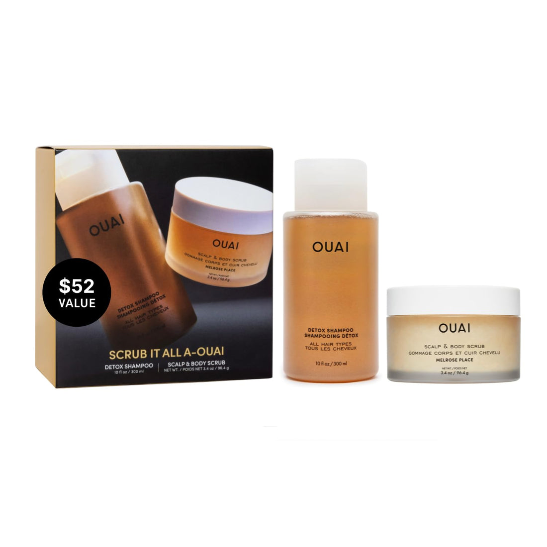 OUAI Hair Care Set - Clarifying Shampoo & Exfoliating Scalp Scrub - Deep Cleansing & Balancing - Hair Care Kit with Detox Shampoo & Travel Size Sugar Scrub for Scalp (2 Count) OUAI buy supplements canada
