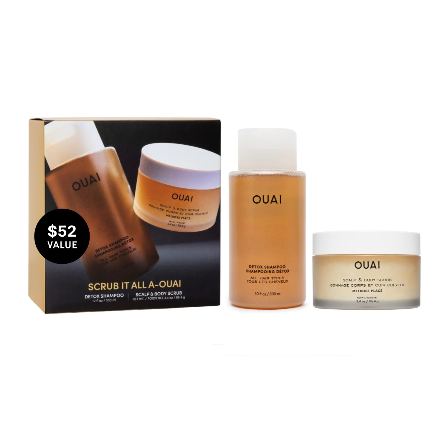 OUAI Hair Care Set - Clarifying Shampoo & Exfoliating Scalp Scrub - Deep Cleansing & Balancing - Hair Care Kit with Detox Shampoo & Travel Size Sugar Scrub for Scalp (2 Count) OUAI buy supplements canada