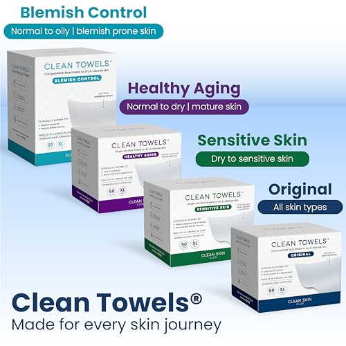 Clean Skin Club Clean Towels XL®, 100% USDA Biobased Face Towel, Disposable Face Towelette, Eczema Association Accepted, Makeup Remover Dry Wipes, Ultra Soft, 1 Pack, 50 Ct CLEAN SKIN CLUB buy supplements canada