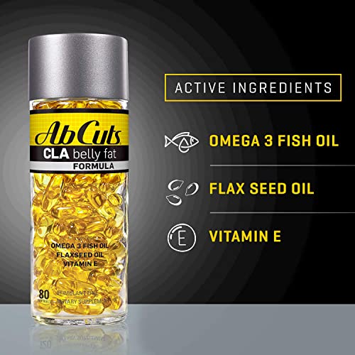 Ab Cuts CLA Belly Fat Formula - 80 Easy-to-Swallow Softgels - Omega 3 Fish Oil, Flaxseed AbCuts buy supplements canada
