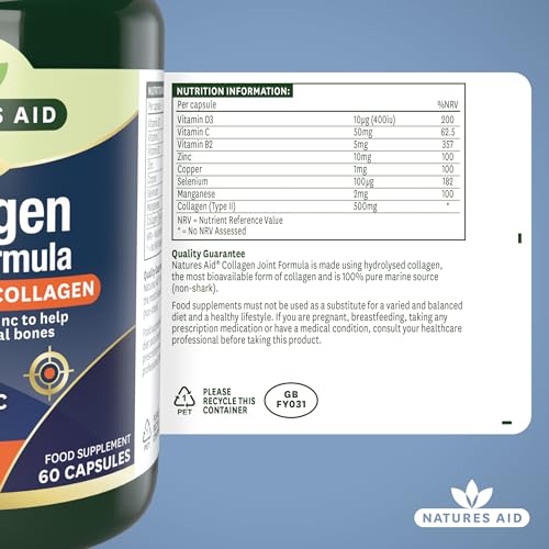Natures Aid Collagen Joint Formula with Vitamin C, Copper and Manganese, Cartilage and Joint Health, 60 Capsules natures aid buy supplements canada