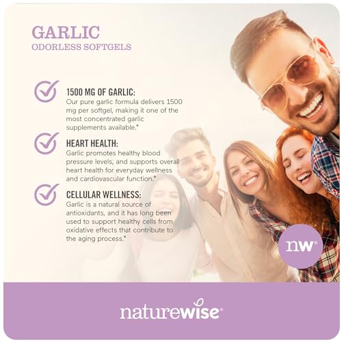 NatureWise Garlic Odorless Softgels 1500mg Support Teeth & Immune System Health NatureWise buy supplements canada