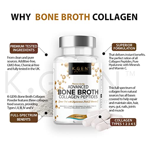 Pure Bone Broth Collagen Supplement Capsules Grass Fed Advanced Blend of Multi Collagen K GEN rejuvenation nutrition buy supplements canada