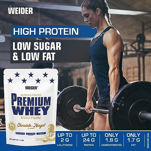 Weider Premium Whey (500g) Chocolate-Nougat Flavour. Ultrafiltrated Proteins from Whey Protein Weider buy supplements canada