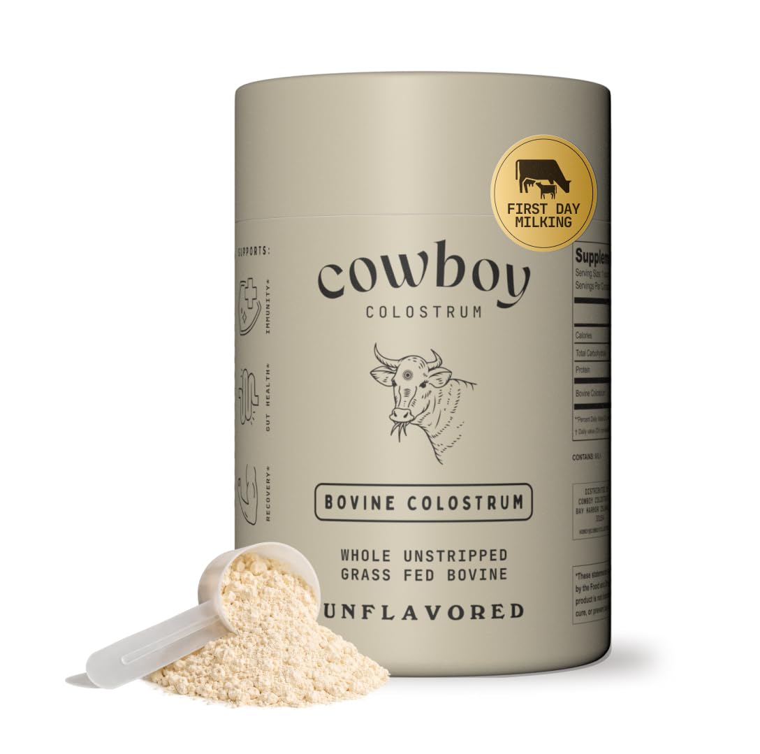 Cowboy - The Exclusive 1st Milking, Whole, Grass Fed Colostrum Supplement for Full Body Health - Bovine Colostrum Powder Packed w/Bioactive Nutrients - Sugar Free (Unflavored, 40 Servings) COWBOY COLOSTRUM buy supplements canada