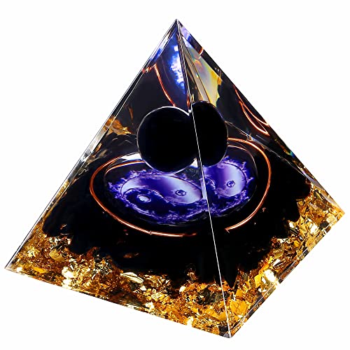 Yin Yang Healing Crystal Orgonite Pyramid - Tai Chi with Obsidian Ball - Taiji Reiki Chakra Meditation FENGSHUI-CAISHEN buy supplements canada