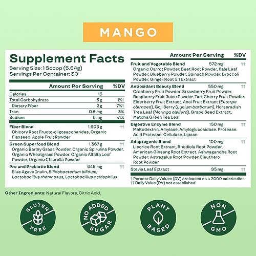 Bloom Nutrition Super Greens Powder Smoothie & Juice Mix (Mango) Bloom Nutrition buy supplements canada