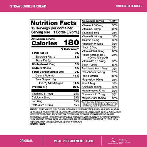 SlimFast Meal Replacement Shake, Original Strawberries & Cream, 10g of Ready to Drink Protein SlimFast buy supplements canada