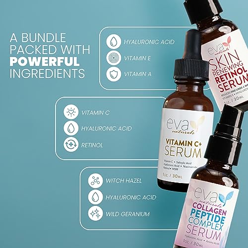 Eva Naturals Anti-Aging Serum Bundle - Vitamin C Serum, Hyaluronic Acid Serum Eva Naturals buy supplements canada