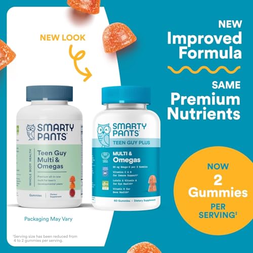 SmartyPants Teen Guy Multivitamin Gummies, Omega 3 (DHA/EPA), Vitamin D3, C, Vitamin B12, B6, A, K & Zinc, Folate, Gluten Free, Fruit Flavor, 60 Count (30 Day Supply) SmartyPants buy supplements canada