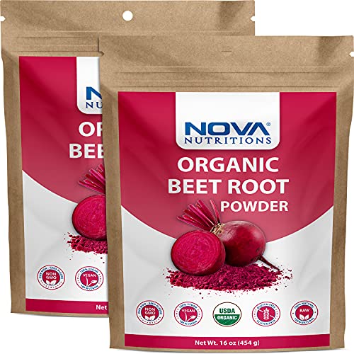 2 Pack - Nova Nutritions Certified Organic Beet Root Powder 16 OZ (454 gm) - Nitric Oxide Nova Nutritions buy supplements canada