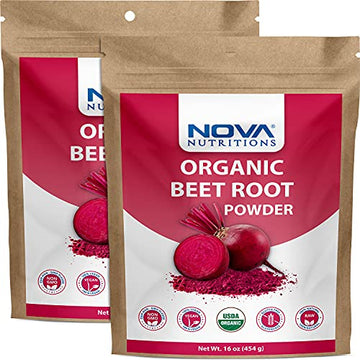 2 Pack - Nova Nutritions Certified Organic Beet Root Powder 16 OZ (454 gm) - Nitric Oxide Nova Nutritions buy supplements canada