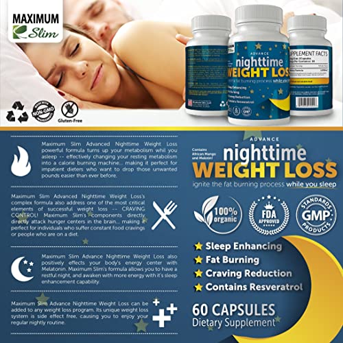 Maximum Slim Advanced Nighttime (Fat Burning) Weight Loss with African Mango, Green Tea Maximum Slim buy supplements canada