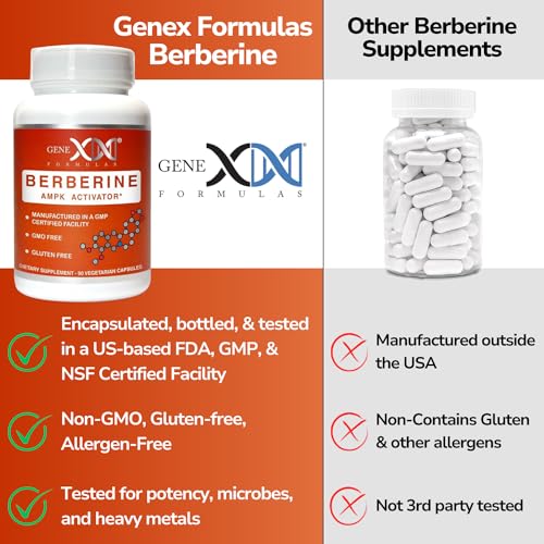 GENEX Berberine HCl 500mg (90 Capsules) | Powerful AMPK Activator, Supports Heart Genex Formulas buy supplements canada