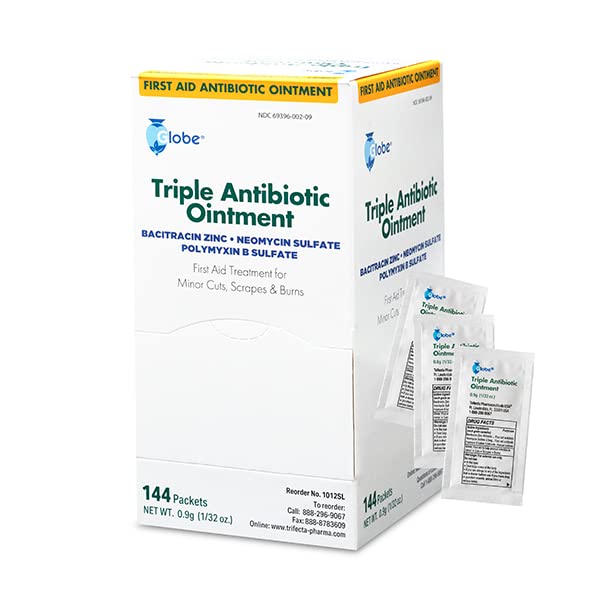 Globe (144 Packets) Triple Antibiotic Ointment 0.9g, Single Packet, First Aid Ointment Globe buy supplements canada