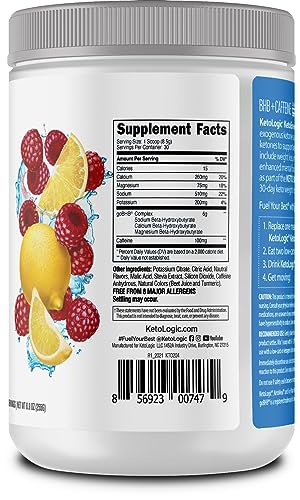 KetoLogic BHB KetoEnergy Exogenous Ketones Powder with Caffeine | Raspberry Lemonade Ketologic buy supplements canada