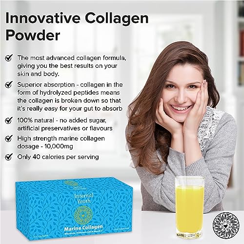 Marine Collagen Powder 10000mg with Hyaluronic Acid Biotin and Vitamin C A D3 E - Collagen Internal Youth buy supplements canada