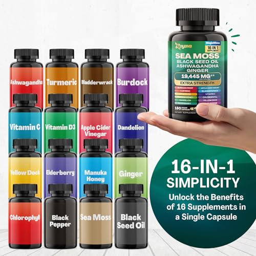 Sea Moss 7000mg Black Seed Oil 4000mg Ashwagandha 2000mg Turmeric 2000mg Zoyava buy supplements canada