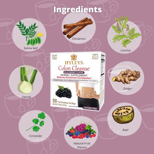 Hyleys Colon Cleanse Tea Blackberry Flavor - 50 Tea Bags (6 Pack - 300 Tea Bags Total) HYLEYS buy supplements canada