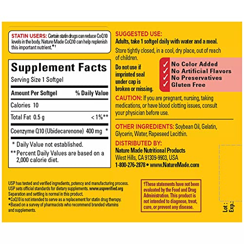 Nature Made CoQ10 400mg, Dietary Supplement for Heart Health Support, 40 Softgels Nature Made buy supplements canada