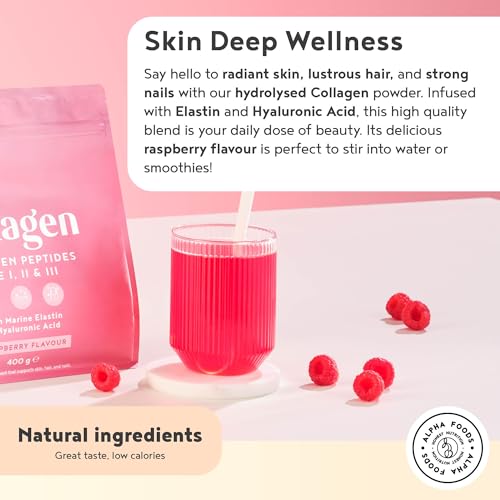 Collagen Powder with Hyaluronic Acid 400g - Premium Bovine Collagen Type I, II, III Alpha Foods buy supplements canada