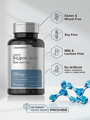 Stabilized R-Lipoic Acid 300mg | 60 Capsules | with Biotin Optimizer | Non-GMO, Gluten Horbäach buy supplements canada