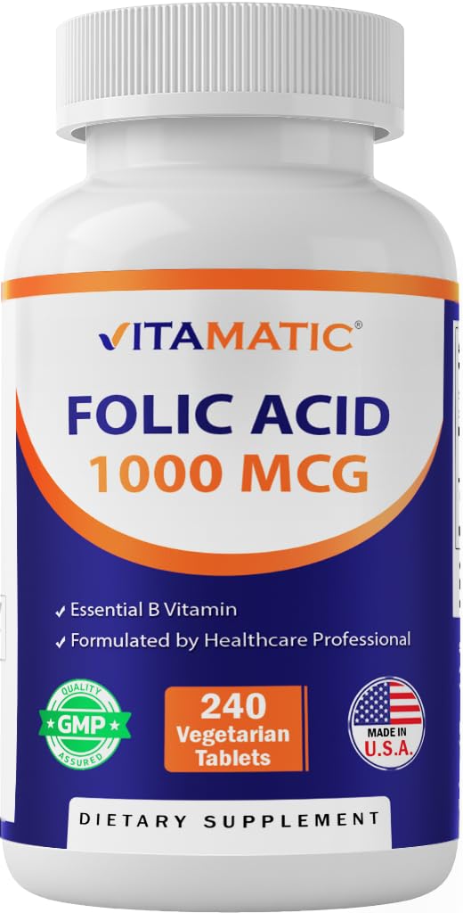 Vitamatic Folic Acid 1000 mcg (1 mg) - Vegetarian Tablets - 1667 mcg DFE - Vitamin B9 (240 Count (Pack of 1)) Vitamatic buy supplements canada