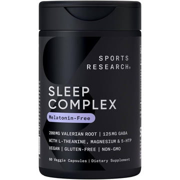 Sports Research® Sleep Complex- Melatonin-Free Vegan Capsules - with Valerian Root, GABA, L-Theanine, Magnesium & 5-HTP - 30 Servings Sports Research buy supplements canada
