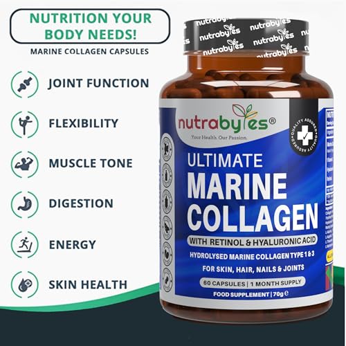 High Strength Marine Collagen with Hyaluronic Acid, Retinol and Vitamin C NUTRABYTES buy supplements canada