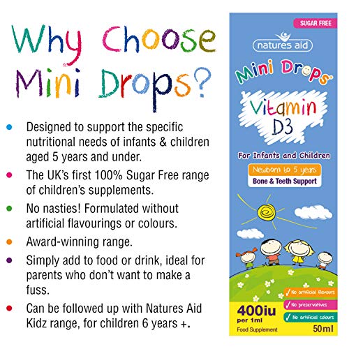 Natures Aid Vitamin D3 Mini Drops for Infants and Children, Sugar Free, 50ml natures aid buy supplements canada