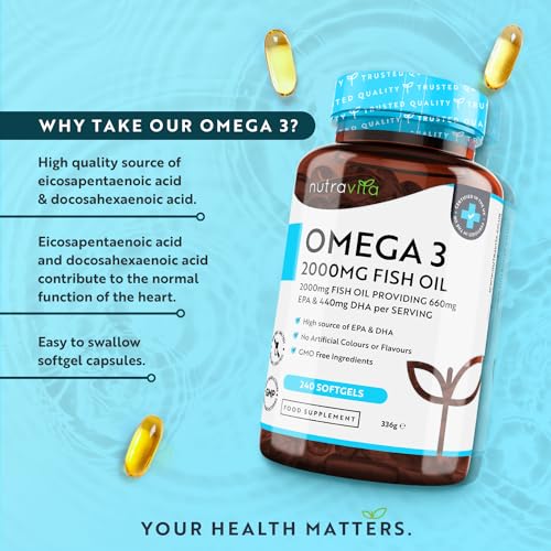 Omega 3 2000mg with 660mg EPA & 440mg DHA per Serving - 240 Softgel Capsules Nutravita buy supplements canada