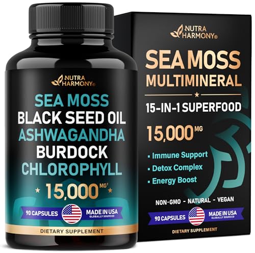 Irish Sea Moss | Black Seed Oil | Ashwagandha | Burdock | Chlorophyll | Supergreens NUTRAHARMONY buy supplements canada