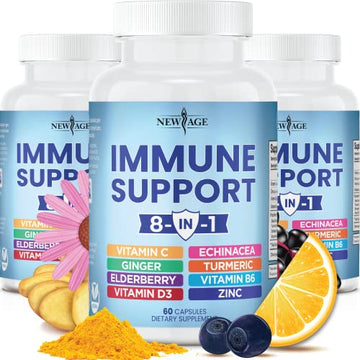 NEW AGE 8 in 1 Immune Support Booster Supplement with Echinacea, Vitamin C and Zinc NEW AGE buy supplements canada