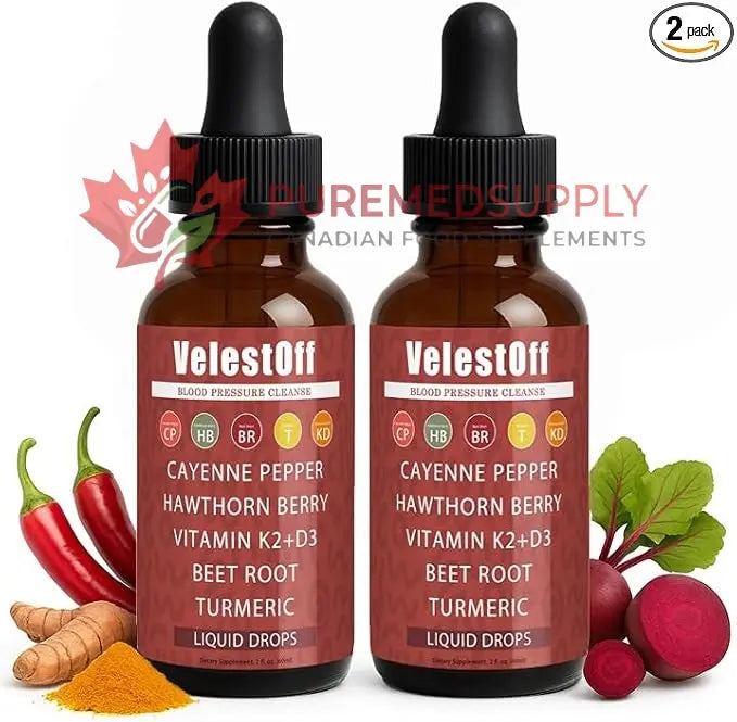 Velestoff Cayenne Pepper | Cayenne Heart & Circulation Blend – Botanical Extracts with Hawthorn, Beet Root, Turmeric, Vitamin K2 & D3 – Daily Wellness Drops (2 fl oz) (2) DFTLUUE buy supplements canada