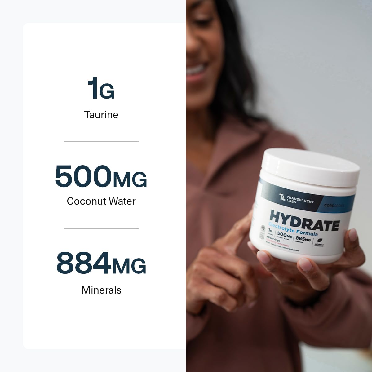 Transparent Labs Hydrate Naturally Sweetened Electrolytes Powder - Hydration Powder Electrolytes with Coconut Water, Calcium, Taurine, & Potassium Transparent Labs buy supplements canada