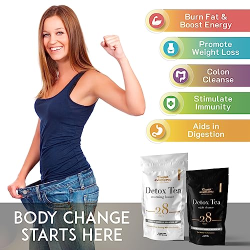 EVERLONG Detox Tea 28 Day Morning Boost Tea and Night Cleanse Tea, Burn Fat and Boost EVERLONG buy supplements canada