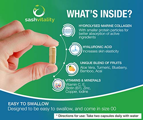 Marine Collagen Supplements - 90 Capsules with Vitamin C, Vitamin E, Hyaluronic Acid, Aloe Vera, Turmeric SASH Vitality buy supplements canada