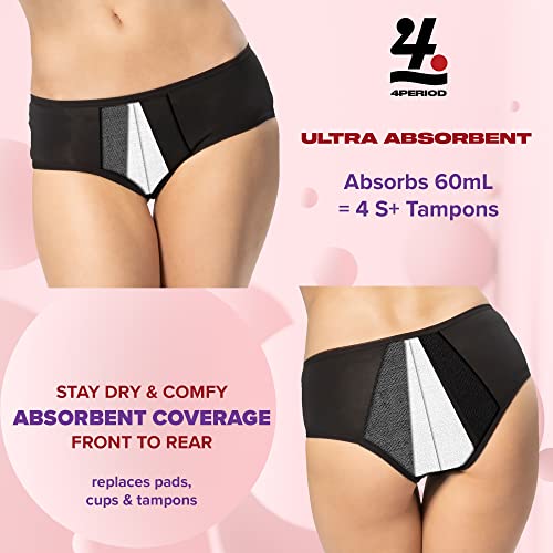 4period High Absorbency for Heavy Flow Period Panties; Leakproof, for Teens and Women (3 Black, X-Large) 4period buy supplements canada
