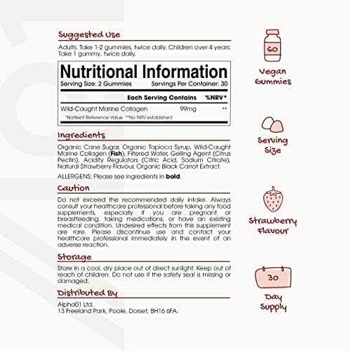 Marine Collagen Gummies - Wild-Caught Marine - Tapioca Based - High Potency Hydrolysed Marine Collagen Gummies ALPHA01 buy supplements canada