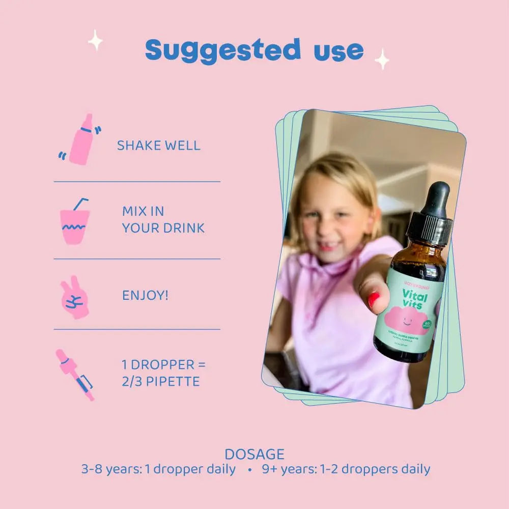JoySpring Vital Vits - Kids Liquid Multivitamin - 1 fl oz (30 Servings) | Herbal Liquid Vitamins for Kids | Natural Flavor | JoySpring buy supplements canada