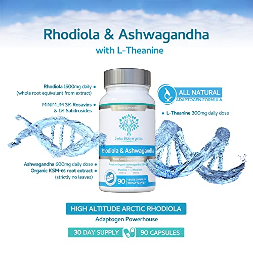 Rhodiola & Ashwagandha with L-Theanine - Award Winning Ashwagandha KSM-66 600mg swiss bioenergetics buy supplements canada