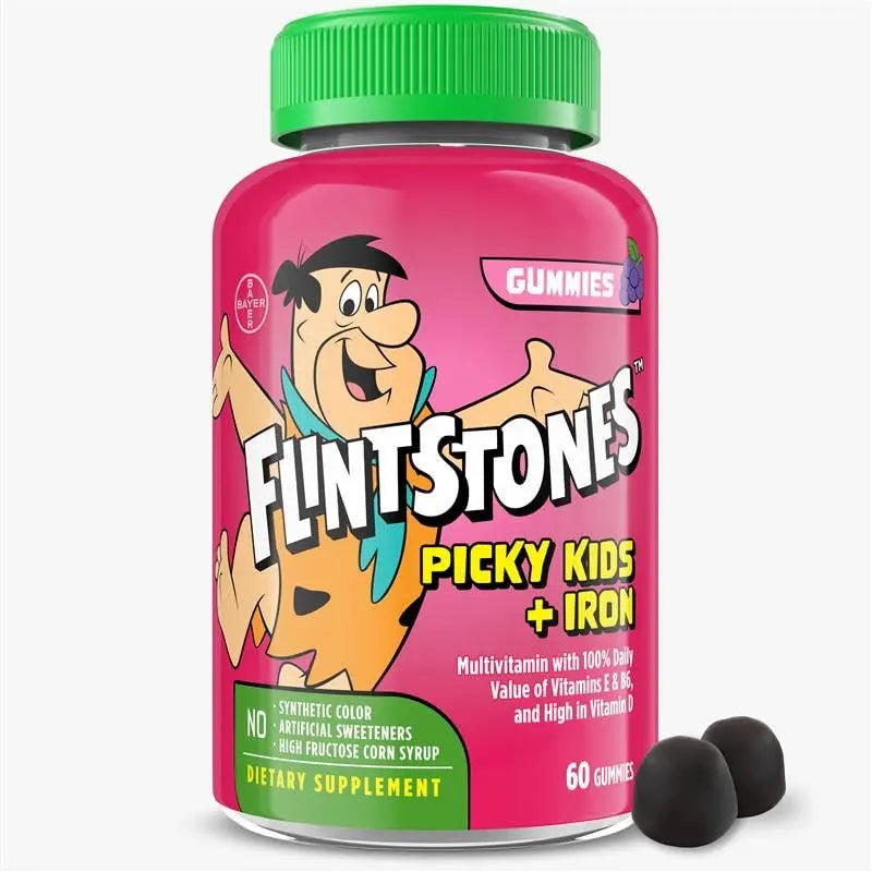 Flintstones Vitamins for Picky Kids + Iron, Kids Multivitamin Gummies with Vitamin C, D, E, B6 and Iron, Gummy Vitamins, Grape Flavored, 60 Gummies Flintstones Vitamins buy supplements canada